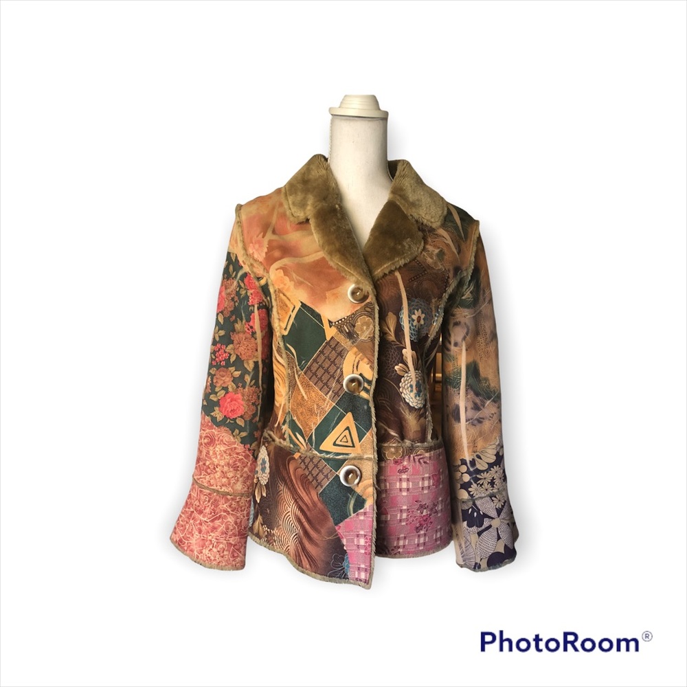 LAPIS FAUX SUEDE SHEARLING COAT JACKET